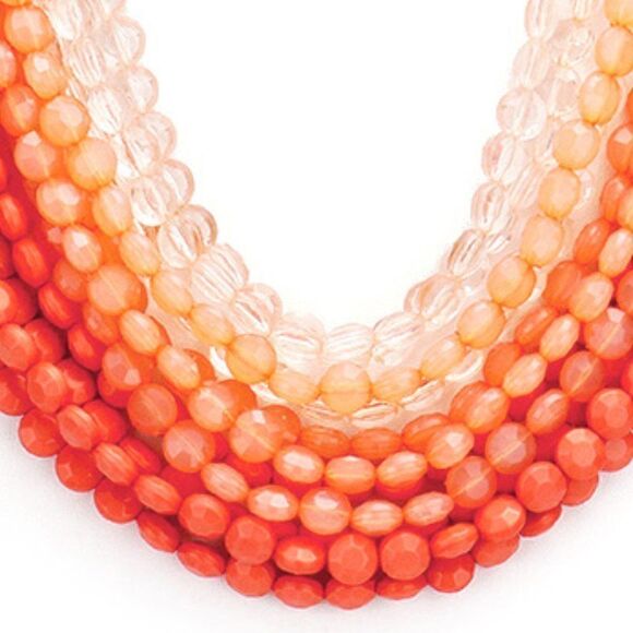 Faceted Coral Round Lucite Beaded Necklace Set - Picture 5 of 8